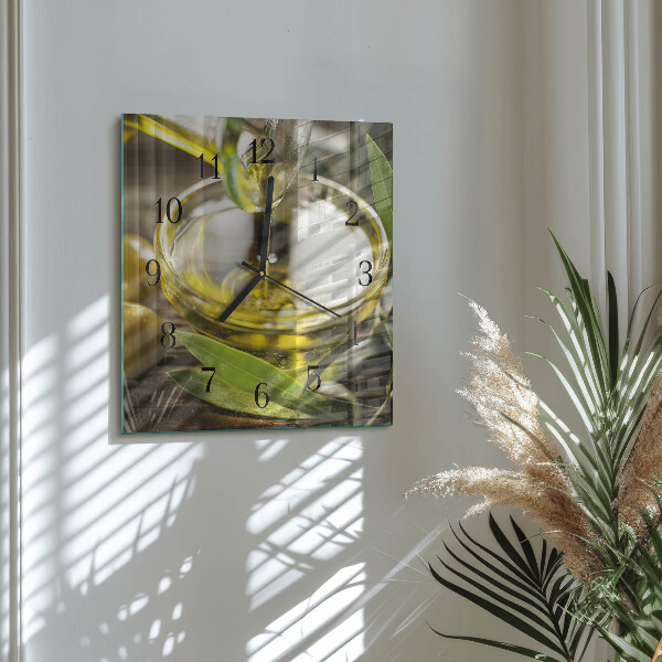 Square wall clock Olive oil