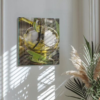 Square wall clock Olive oil