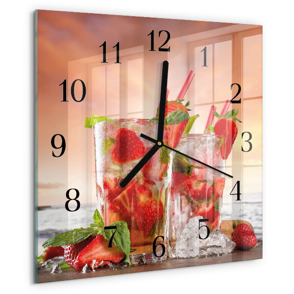 Square wall clock Strawberries