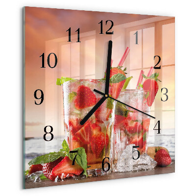 Square wall clock Strawberries