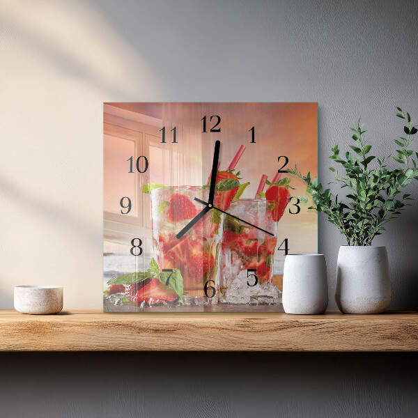 Square wall clock Strawberries