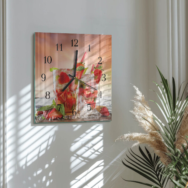 Square wall clock Strawberries