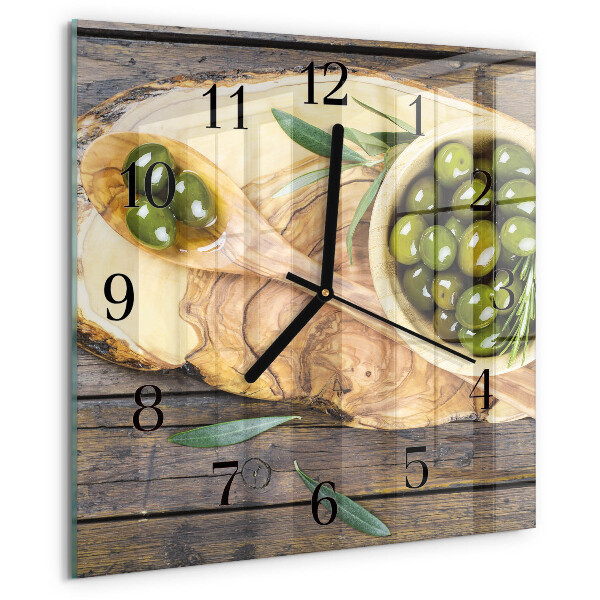 Square wall clock Olive Wood