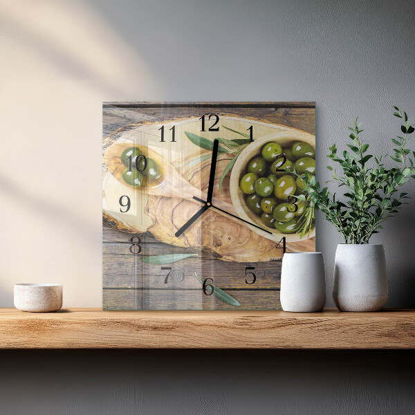 Square wall clock Olive Wood