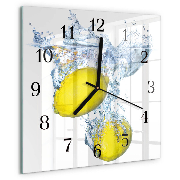 Square wall clock Lemons in water