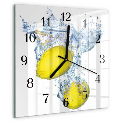 Square wall clock Lemons in water