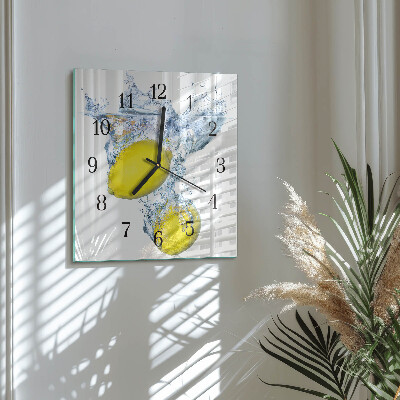 Square wall clock Lemons in water