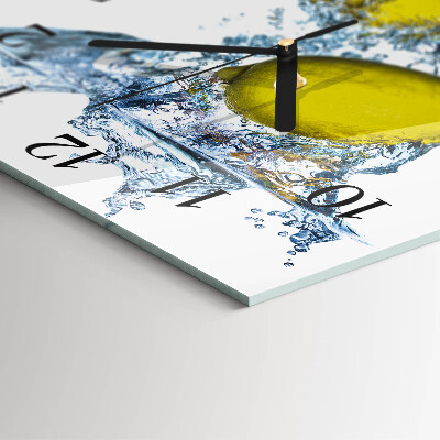 Square wall clock Lemons in water