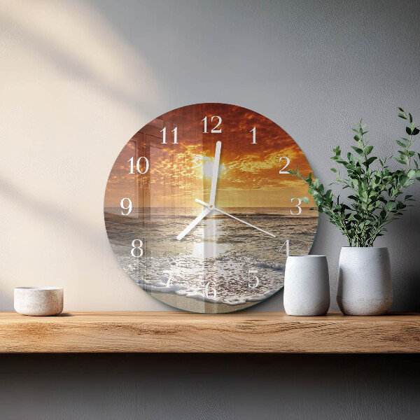 Round wall clock Beach Sea