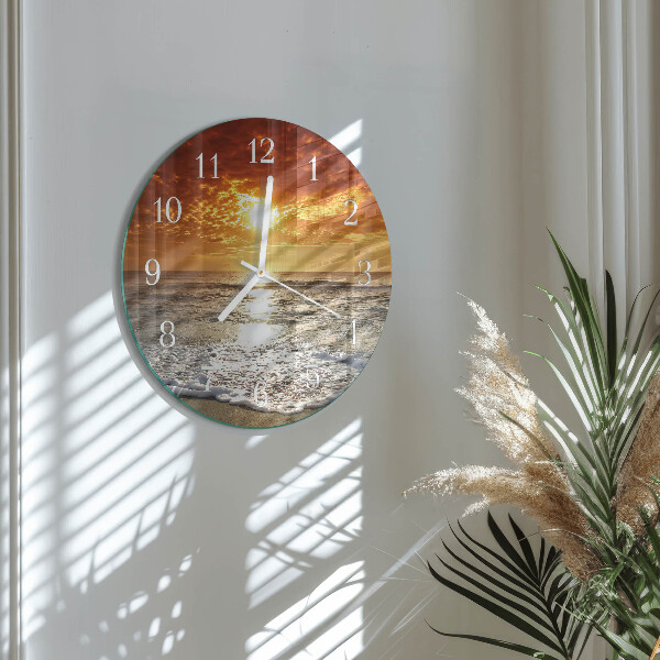 Round wall clock Beach Sea