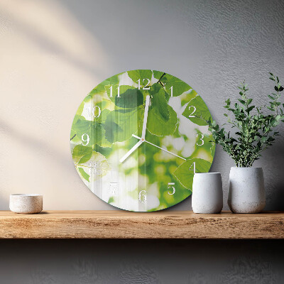 Round wall clock Leaves