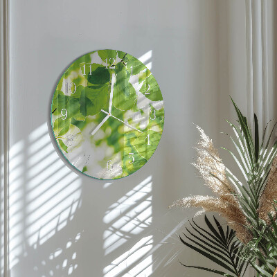 Round wall clock Leaves