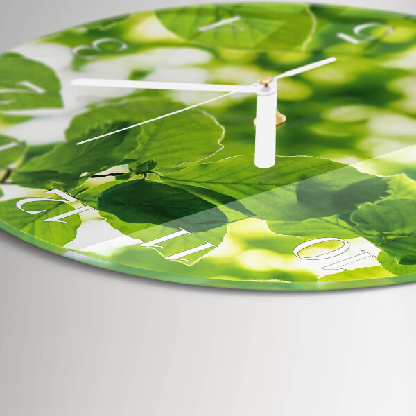 Round wall clock Leaves