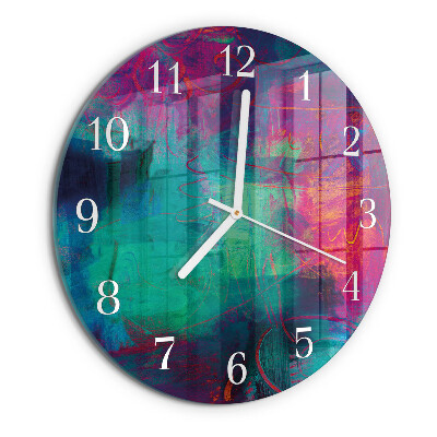 Round wall clock Colorful Painting
