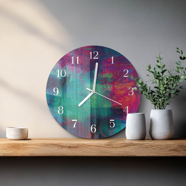 Round wall clock Colorful Painting