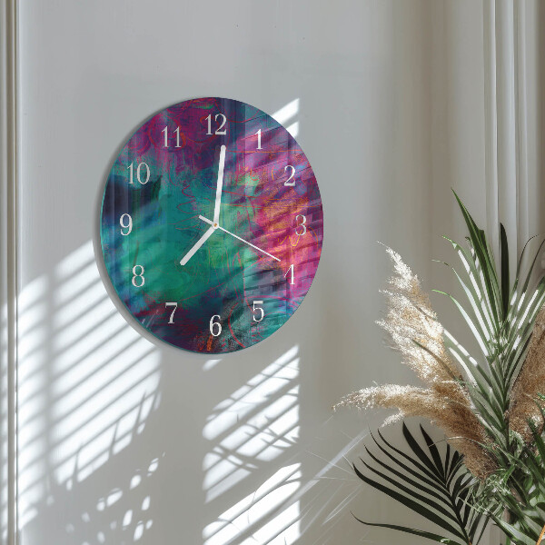 Round wall clock Colorful Painting