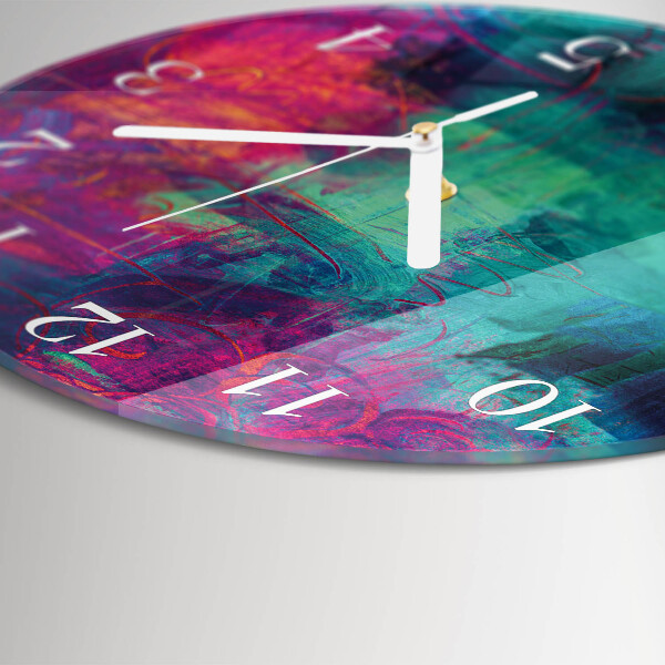 Round wall clock Colorful Painting
