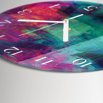 Round wall clock Colorful Painting