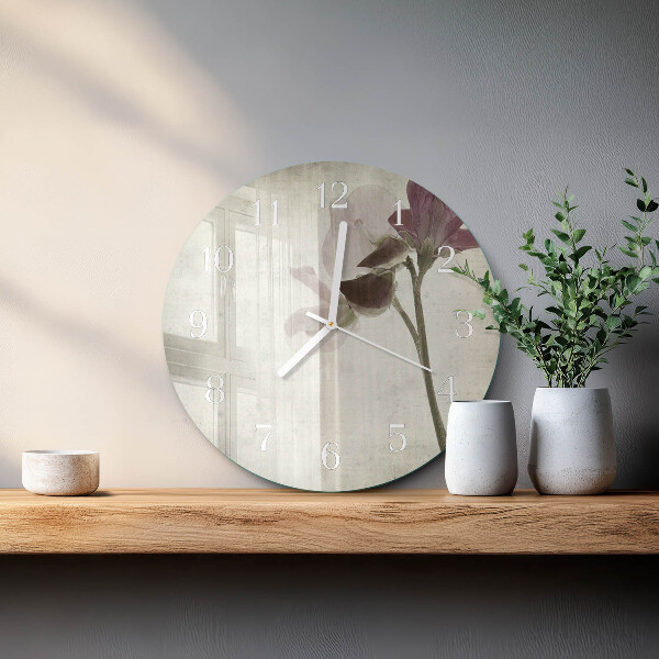 Round wall clock Vintage Flower