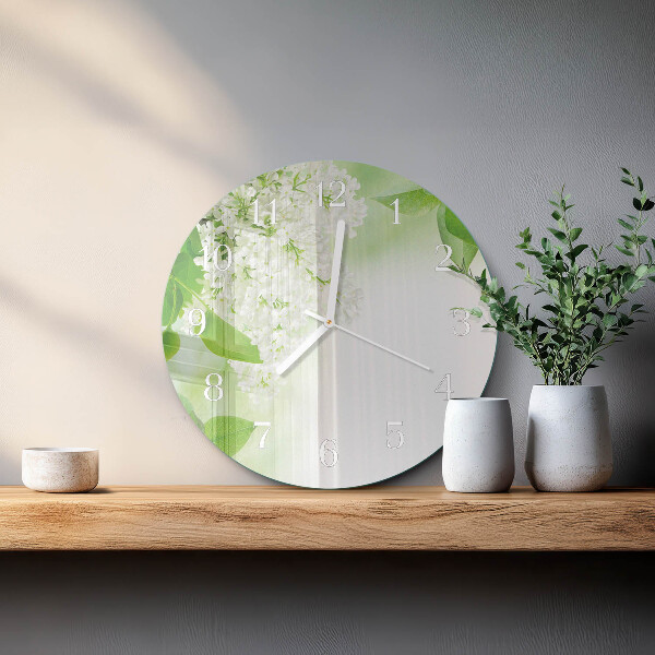 Round wall clock Leaves