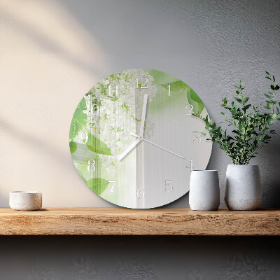 Round wall clock Leaves
