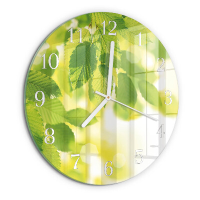 Round wall clock Leaves