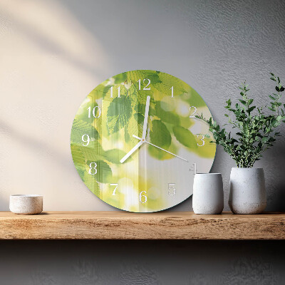 Round wall clock Leaves
