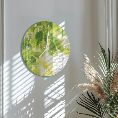 Round wall clock Leaves