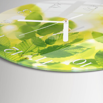 Round wall clock Leaves