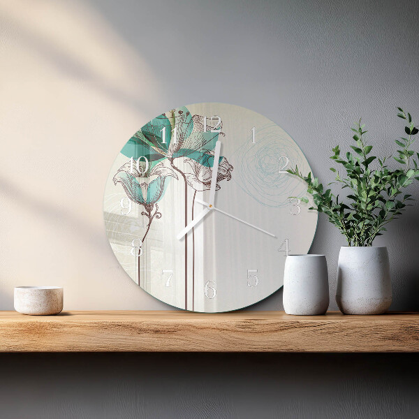 Round wall clock Vintage Flowers
