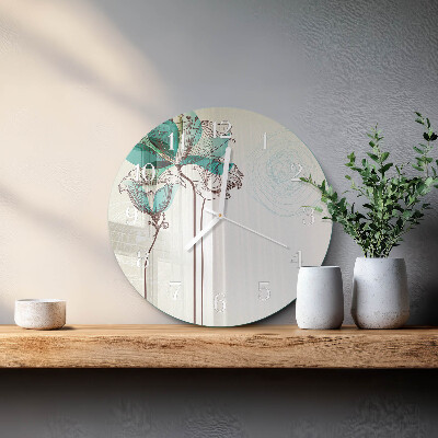 Round wall clock Vintage Flowers