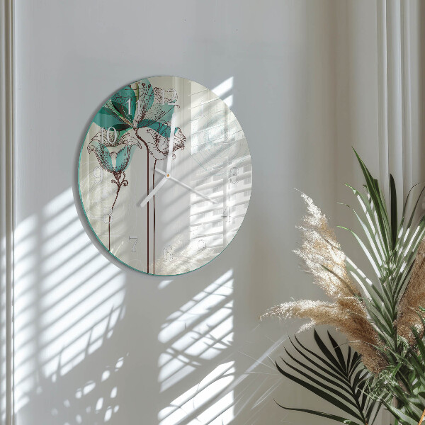 Round wall clock Vintage Flowers