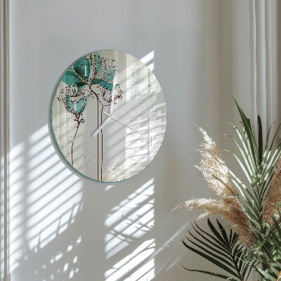 Round wall clock Vintage Flowers