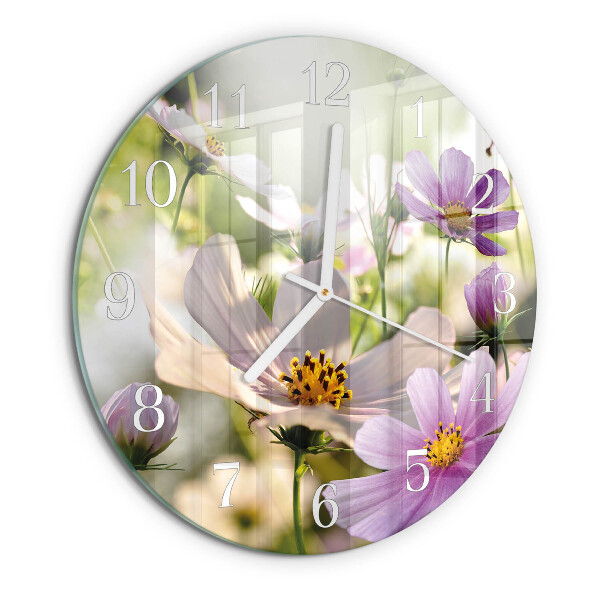 Round wall clock Cosmos Flowers