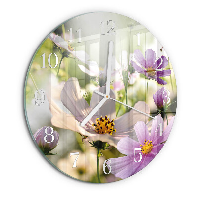 Round wall clock Cosmos Flowers