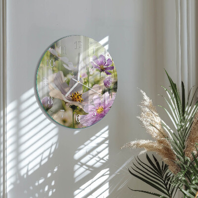 Round wall clock Cosmos Flowers