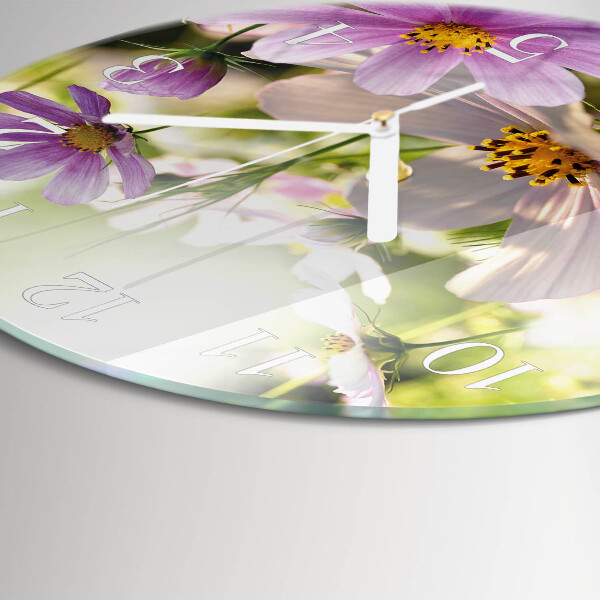 Round wall clock Cosmos Flowers