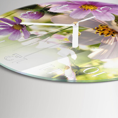 Round wall clock Cosmos Flowers