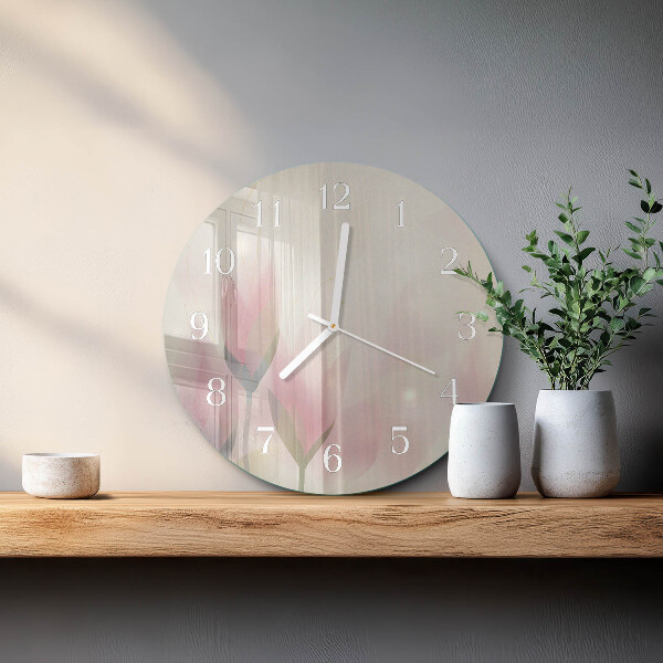 Round wall clock Flowers