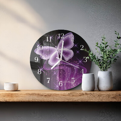 Round wall clock Butterfly