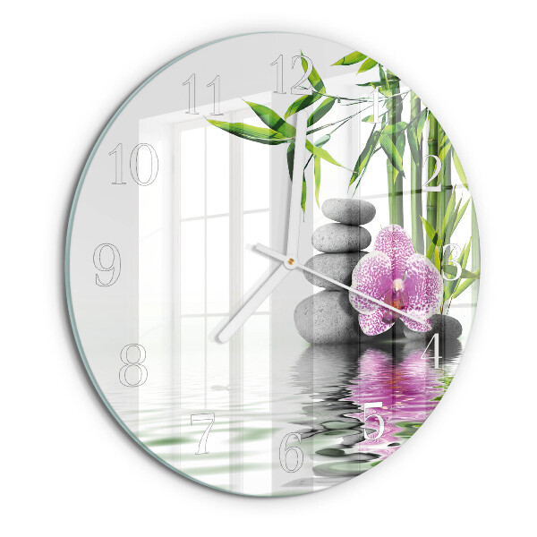 Round wall clock Orchid Stones