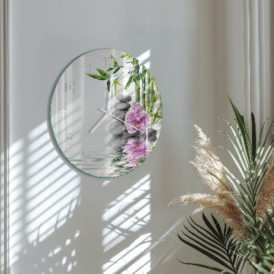 Round wall clock Orchid Stones