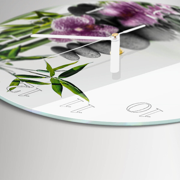 Round wall clock Orchid Stones
