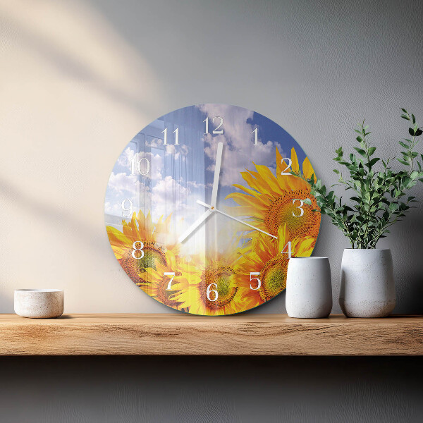 Round wall clock Sunflowers