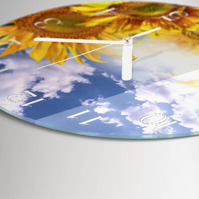 Round wall clock Sunflowers