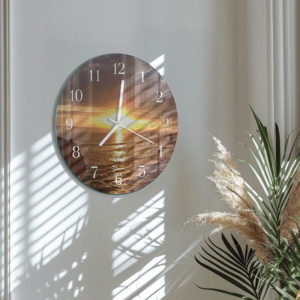 Round wall clock Sunset