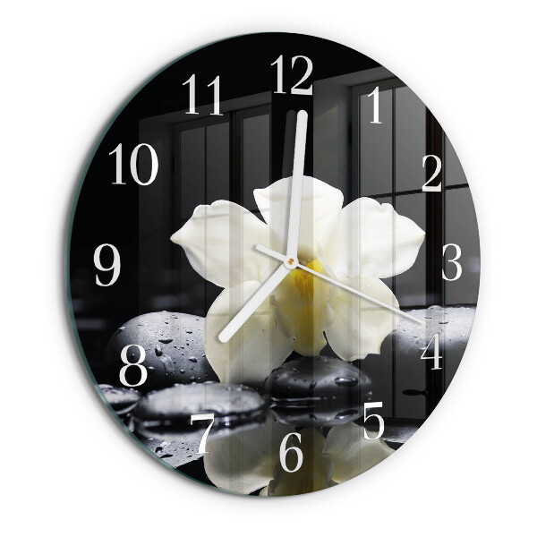 Round wall clock Orchid Stones