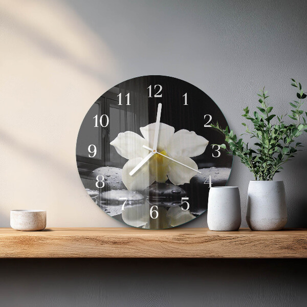 Round wall clock Orchid Stones