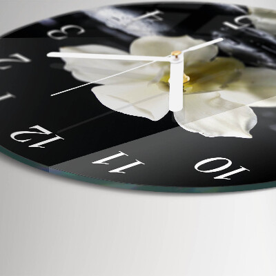 Round wall clock Orchid Stones