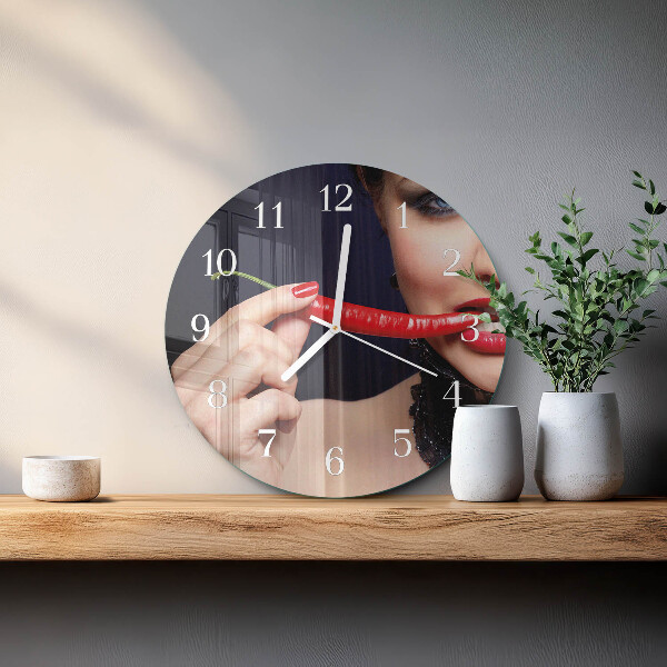 Round wall clock Chili pepper